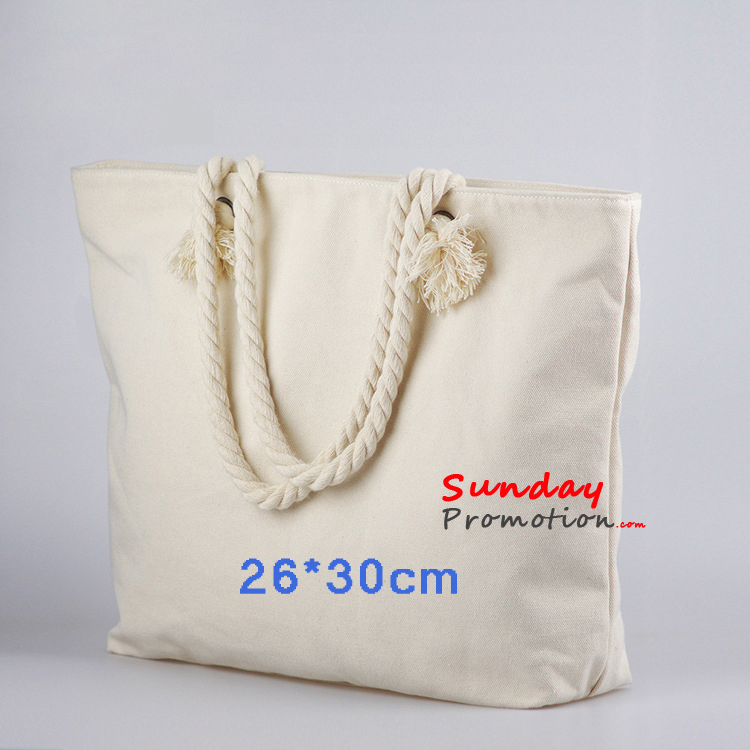 canvas bag with rope handles