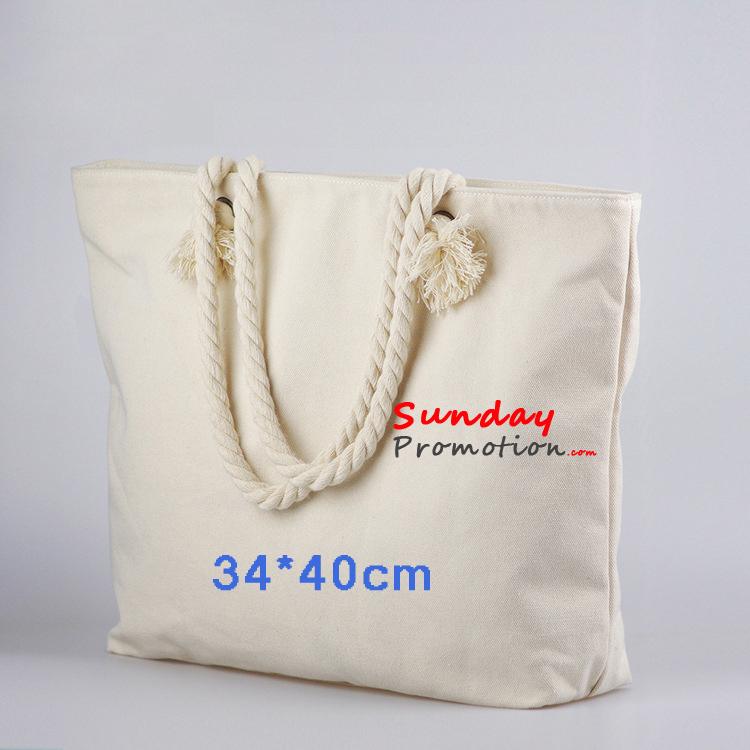 Cheap Promotional Canvas Tote Bags Bulk Rope Handle 12 oz.