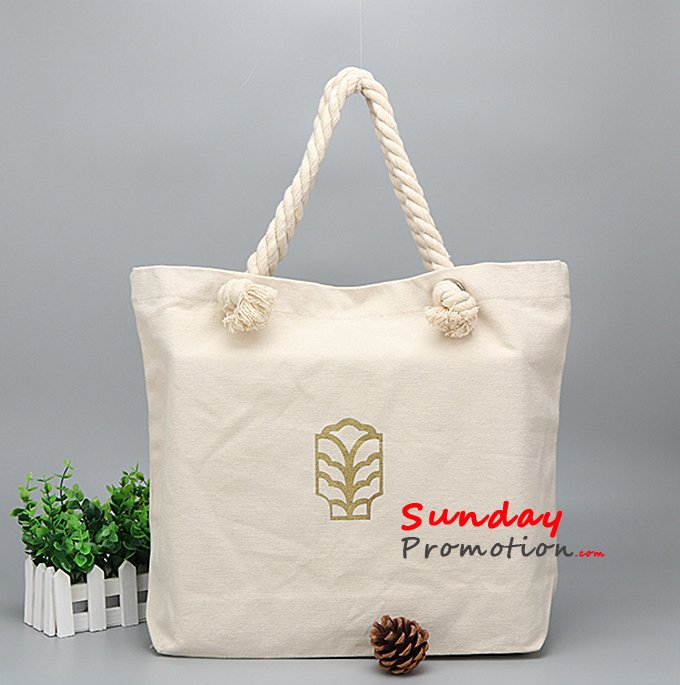 Cheap Promotional Canvas Tote Bags Bulk Rope Handle 46*40cm