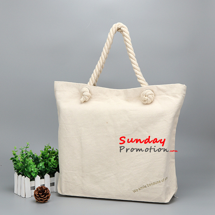 Cheap Promotional Canvas Tote Bags Bulk Rope Handle 46*40cm